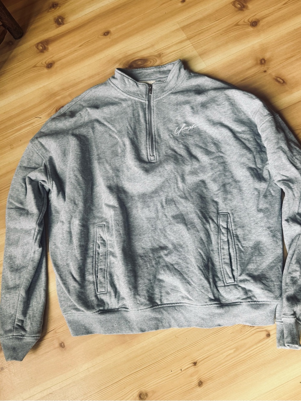 YoungLA Men's Light Gray Half-Zip Sweatshirt